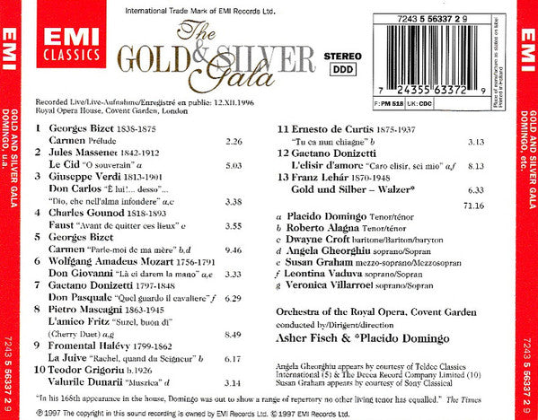 Placido Domingo, Orchestra Of The Royal Opera House, Covent Garden, Asher Fisch : The Gold & Silver Gala (CD, Album)