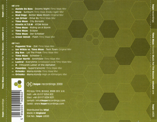 Timo Maas : Music For The Maases (2xCD, Comp, Mixed)