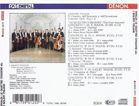 Antonio Vivaldi, I Solisti Italiani : Le Quattro Stagioni (CD, Album)
