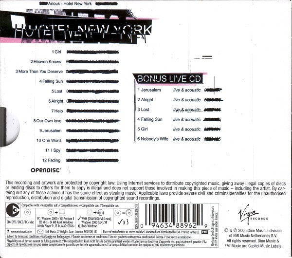 Anouk : Hotel New York (CD, Album, Copy Prot., Enh + CD, Copy Prot., Enh +)