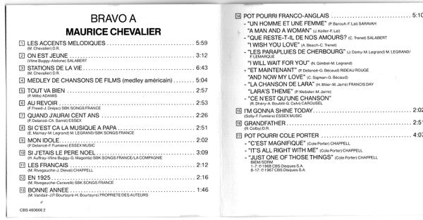 Maurice Chevalier : Bravo À Maurice Chevalier (CD, Comp)
