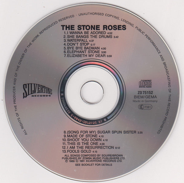 The Stone Roses : The Stone Roses (CD, Album, RE)