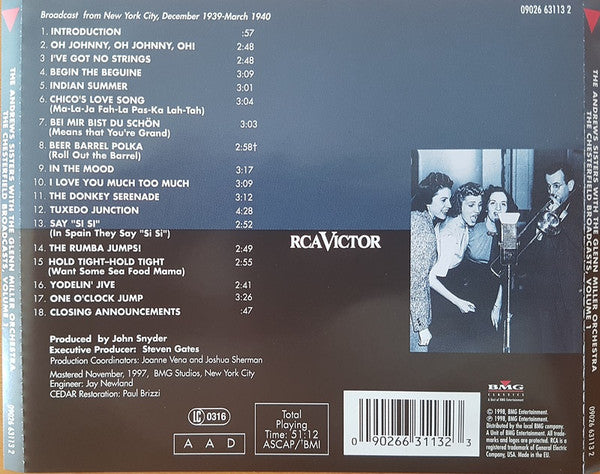 The Andrews Sisters With Glenn Miller And His Orchestra : The Chesterfield Broadcasts, Vol. 1 (CD, Album)