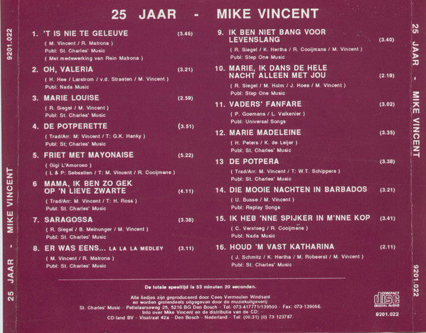 Mike Vincent (2) : 25 jaar Mike Vincent (CD, Comp)