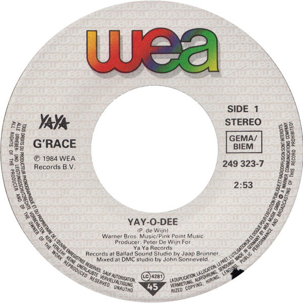 G'Race : Jay-O-Dee (7", Single)