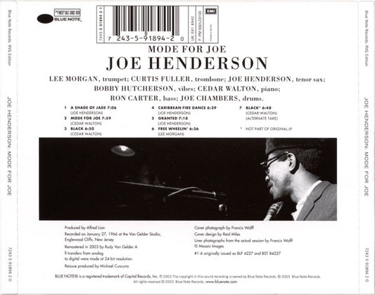 Joe Henderson : Mode For Joe (CD, Album, RE, RM)