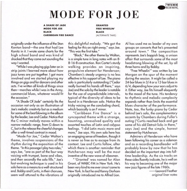 Joe Henderson : Mode For Joe (CD, Album, RE, RM)