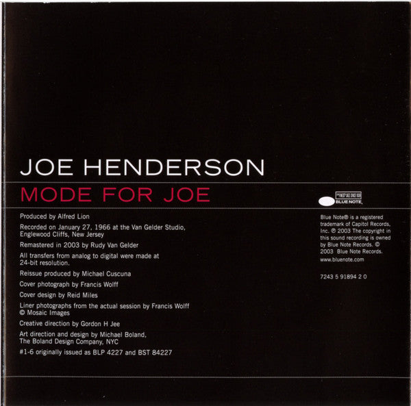 Joe Henderson : Mode For Joe (CD, Album, RE, RM)