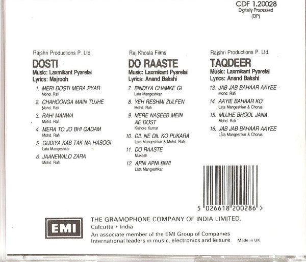 Laxmikant-Pyarelal : Dosti / Do Raaste / Taqdeer (CD, Comp)