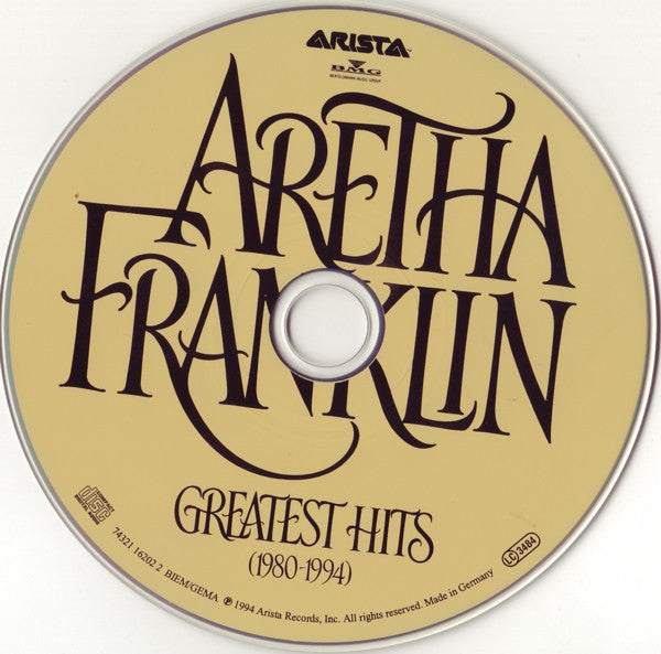 Aretha Franklin : Greatest Hits (1980-1994) (CD, Comp)