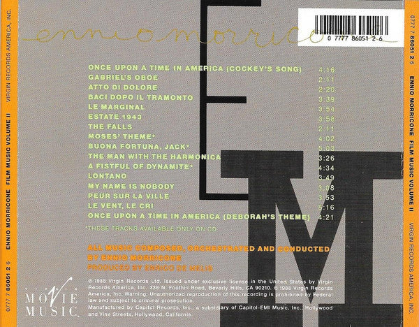 Ennio Morricone : Film Music Volume II (CD, Comp, RE)
