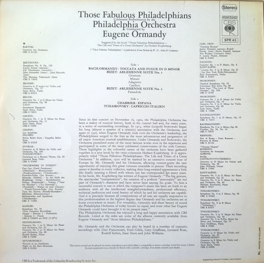 The Philadelphia Orchestra Conducted By Eugene Ormandy : Those Fabulous Philadelphians (LP, Comp)