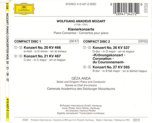 Wolfgang Amadeus Mozart : Klavierkonzerte Nos. 20 • 21 • 26 • 27 (2xCD, Comp, RM)