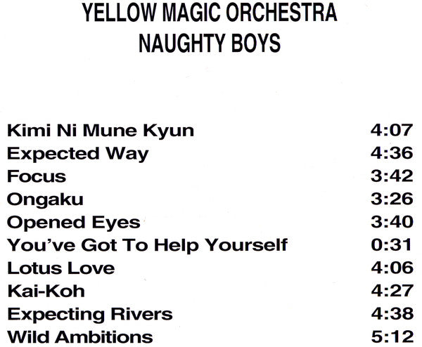 Yellow Magic Orchestra : Naughty Boys (CD, Album, RE, RM)