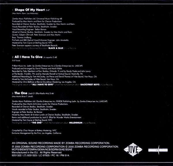 Backstreet Boys : Shape Of My Heart (CD, Maxi)