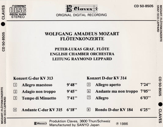 Wolfgang Amadeus Mozart, Peter-Lukas Graf, English Chamber Orchestra, Raymond Leppard : Flötenkonzerte (CD, Album)