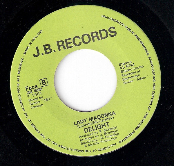 Delight (11) : Shirley / Lady Madonna (7", Mono)
