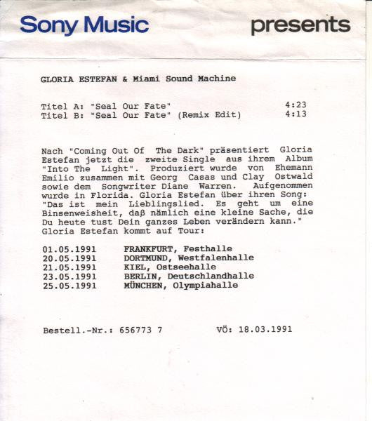 Gloria Estefan : Seal Our Fate (7", Single)