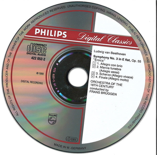 Ludwig Van Beethoven, Orchestra Of The 18th Century, Frans Brüggen : Symphony No. 3 "Eroica" (CD)