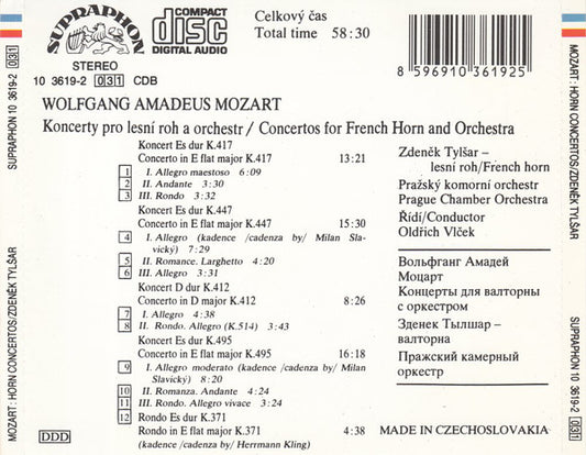 Wolfgang Amadeus Mozart - Zdeněk Tylšar, Prague Chamber Orchestra : Horn Concertos (Concert Rondo) (CD, Album)