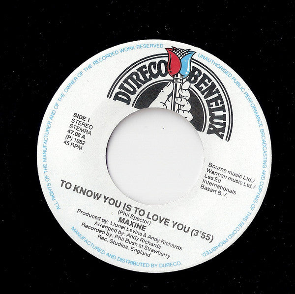 Maxine (20) : To Know You Is To Love You (7")