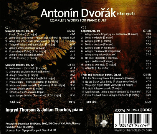 Antonín Dvořák : Complete Works For Piano Duet (Slavonic Dances, Legends, From The Bohemian Forest) (2xCD, Album)