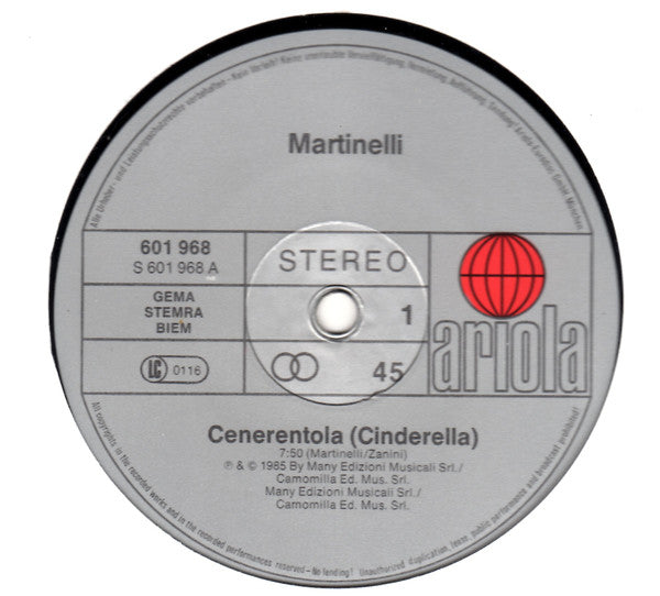 Martinelli : Cenerentola (12")
