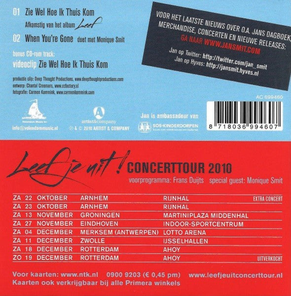 Jan Smit : Zie Wel Hoe Ik Thuis Kom (CD, Single, Enh)
