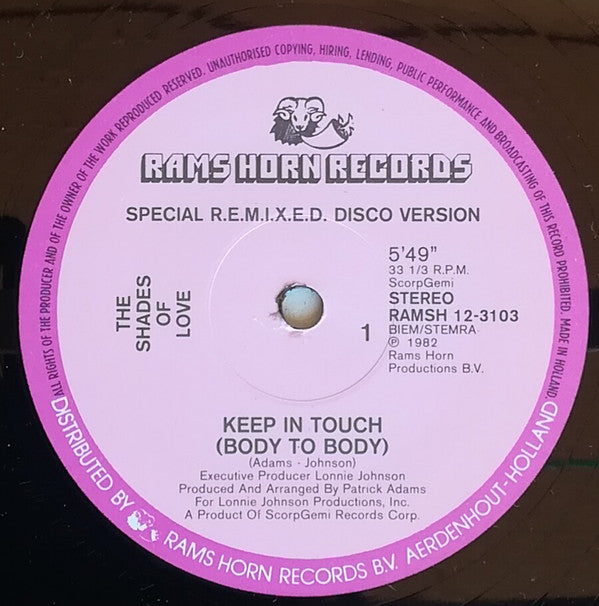 Shades Of Love : Keep In Touch (Body To Body) (12")