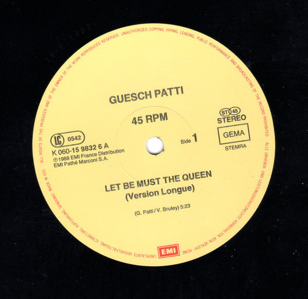 Guesch Patti : Let Be Must The Queen (12", Maxi)