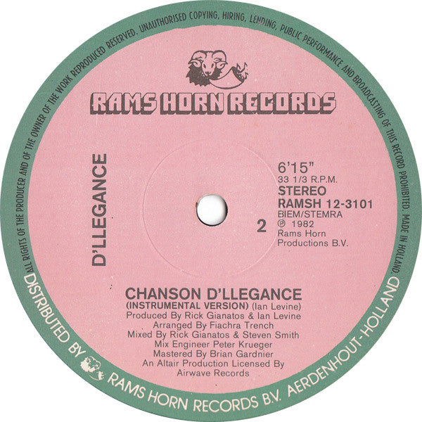 D'llegance : Chanson D'llegance (12")