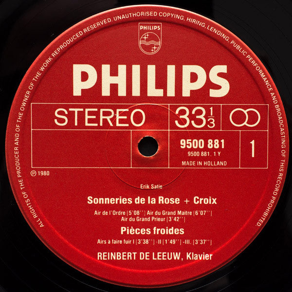 Erik Satie, Reinbert de Leeuw : Early Piano Works Vol./Folge 3 (LP, Album, RE)