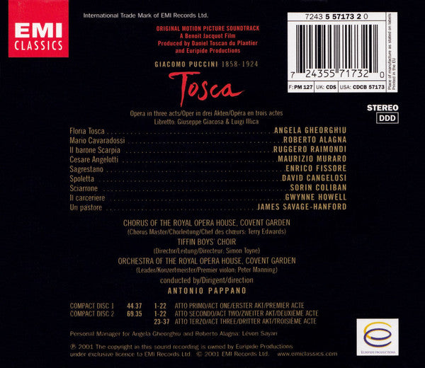 Giacomo Puccini - Angela Gheorghiu, Roberto Alagna, Ruggero Raimondi, Chorus Of The Royal Opera House, Covent Garden & Orchestra Of The Royal Opera House, Covent Garden, Antonio Pappano : Tosca (2xCD, Album, Har)