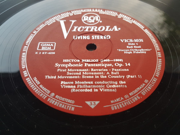 Hector Berlioz - Wiener Philharmoniker, Pierre Monteux : Symphonie Fantastique (LP, Album, RE)