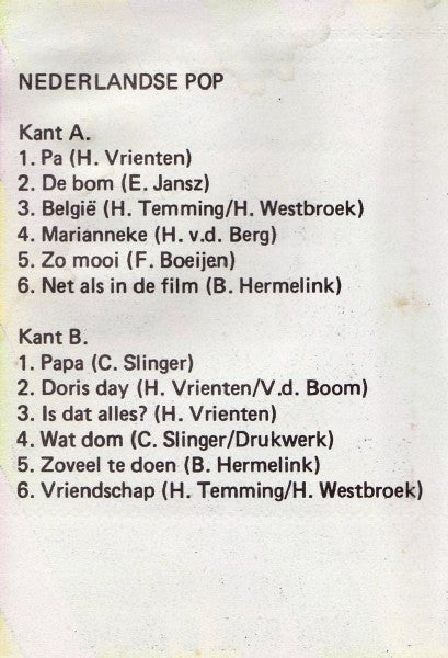 Various : Nederlandse Pop (Cass, Comp)