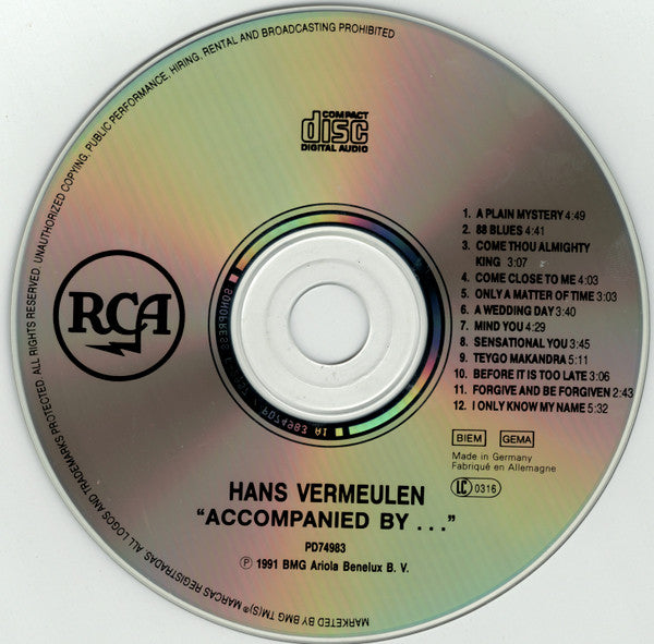 Hans Vermeulen : Accompanied By (CD, Album)