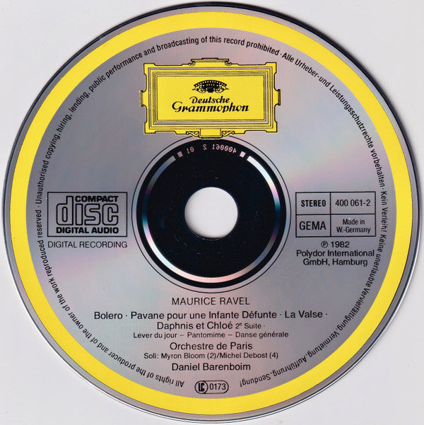 Maurice Ravel / Orchestre de Paris · Daniel Barenboim : Bolero • La Valse • Pavane Pour Une Infante Défunte • Daphnis Et Chloé: Suite No.2 (CD, Album, RE)