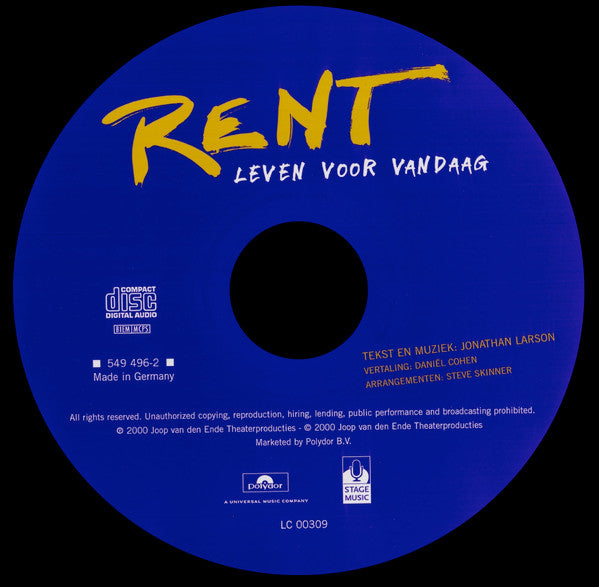 Various : Rent - Leven Voor Vandaag (CD, Album)