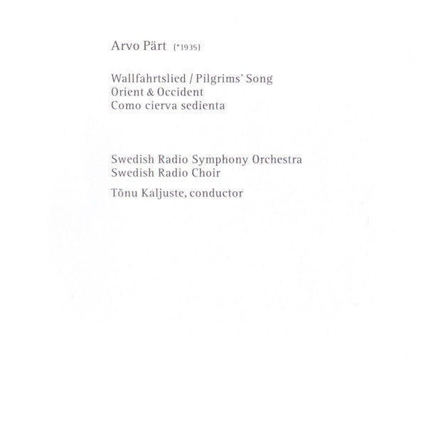 Arvo Pärt : Orient & Occident (CD, Album)