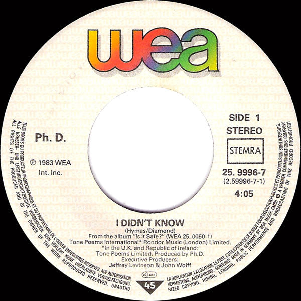 Ph.D. : I Didn't Know (7", Single)