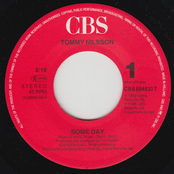 Tommy Nilsson : Someday (7", Single)