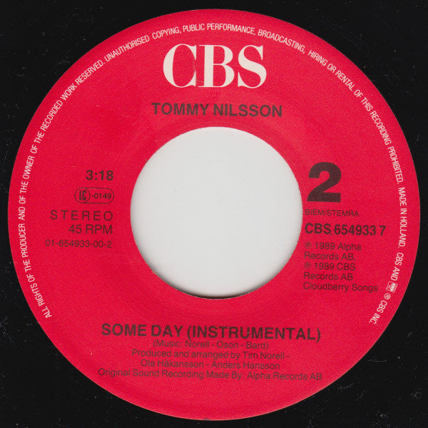 Tommy Nilsson : Someday (7", Single)