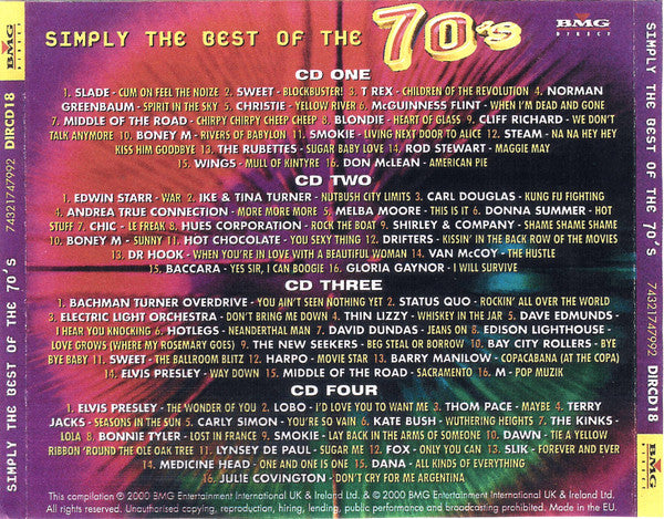 Various : Simply The Best Of The 70's (4xCD, Comp, Club)