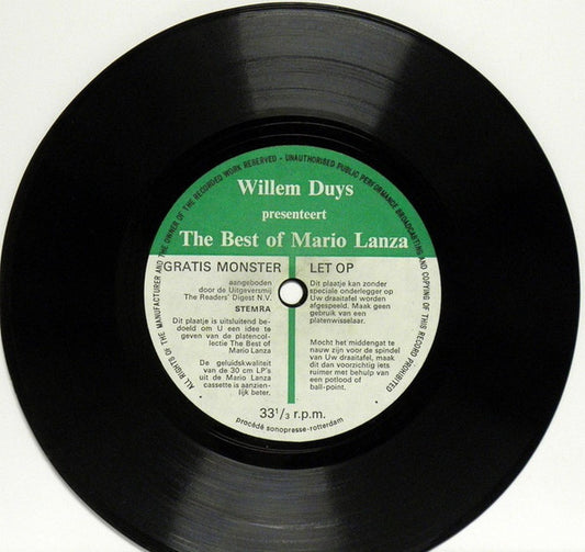 Mario Lanza, Willem Duys : Willem Duys Presenteert: The Best Of Mario Lanza (Flexi, 7", S/Sided, Promo, Smplr)