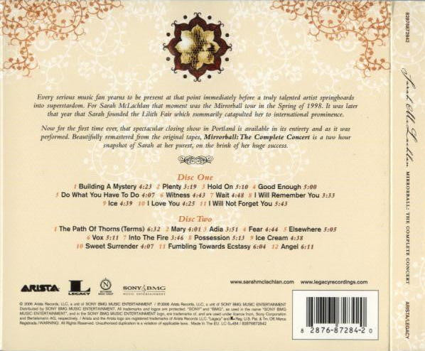 Sarah McLachlan : Mirrorball: The Complete Concert (2xCD, Album, RM)