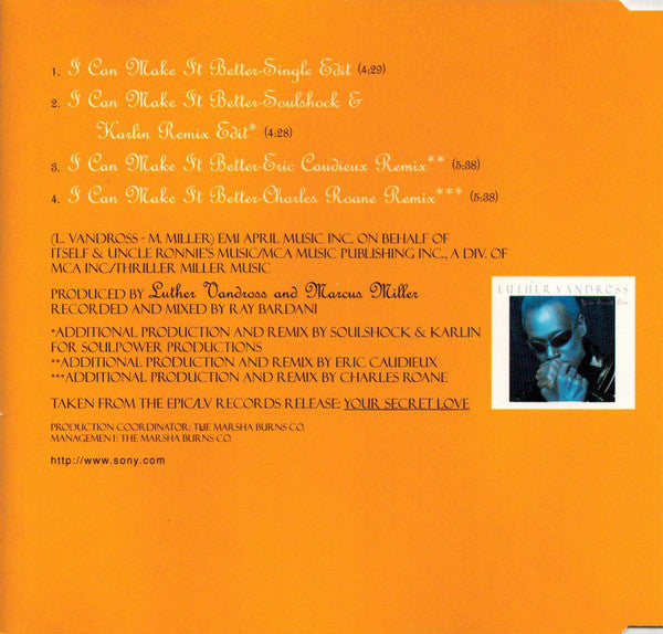 Luther Vandross : I Can Make It Better (CD, Maxi)