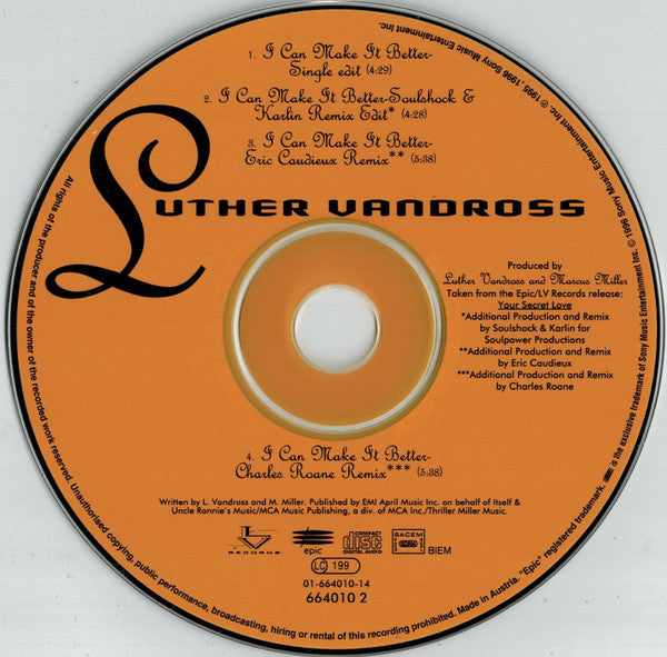 Luther Vandross : I Can Make It Better (CD, Maxi)