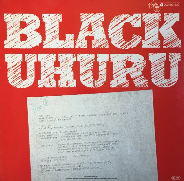 Black Uhuru : Black Uhuru (LP, Album, Mono)