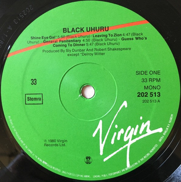 Black Uhuru : Black Uhuru (LP, Album, Mono)