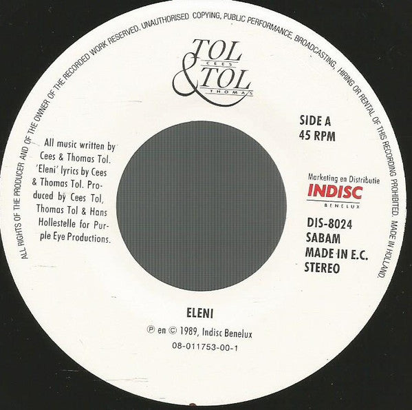 Cees Tol & Thomas Tol* : Eleni (7", Single)